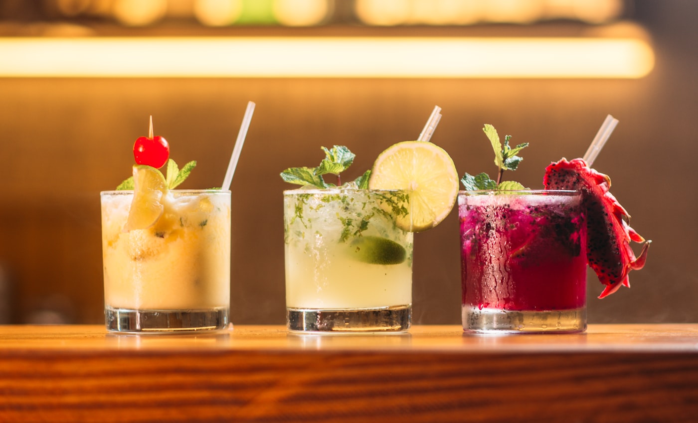 Signature cocktails at the bar